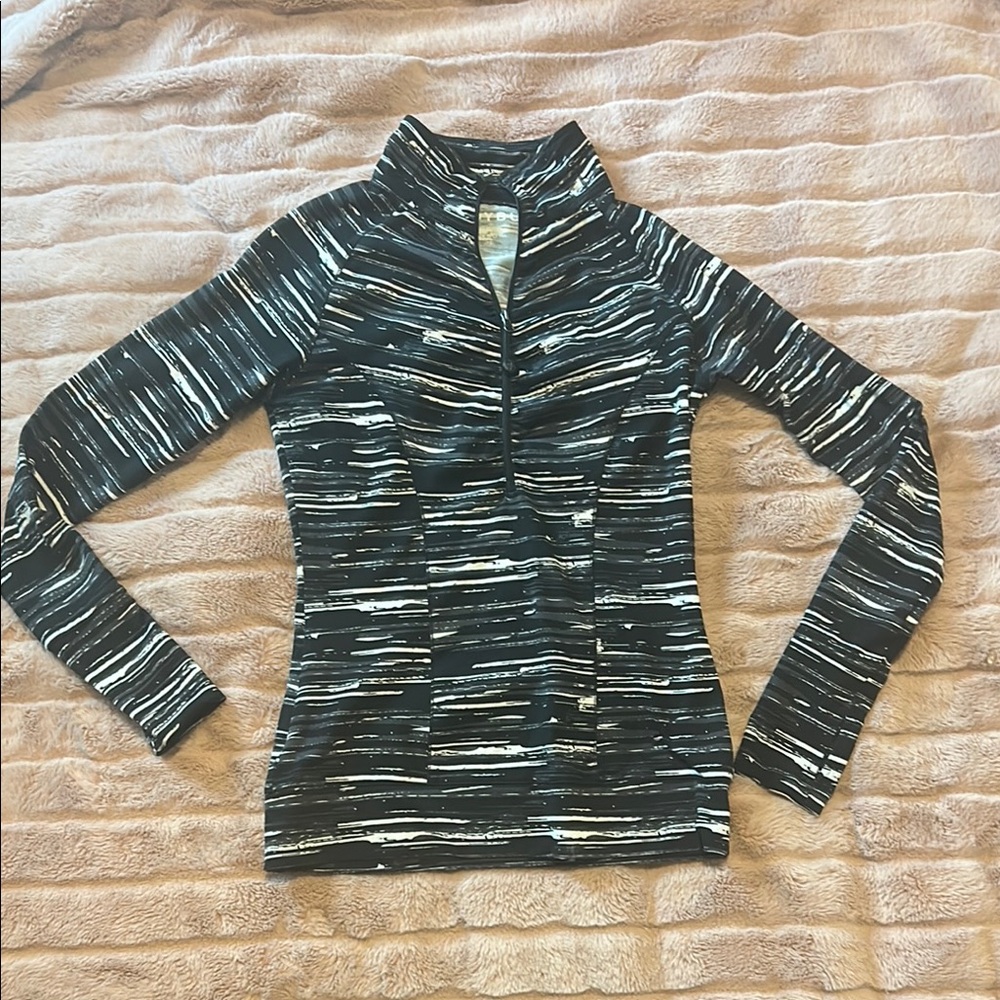 Black and White Striped Pullover and Leggings